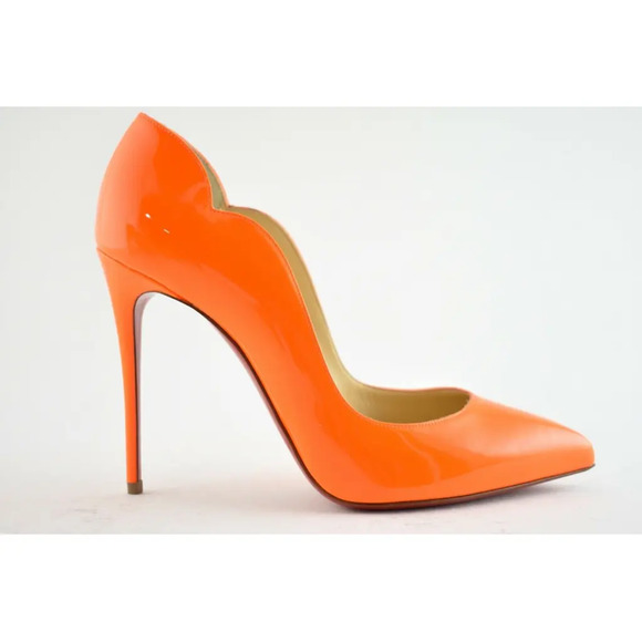Christian Louboutin Hot Chick 100 Patent Fluo Fizz Orange Neon Heel Pump 36.5 - Picture 2 of 12